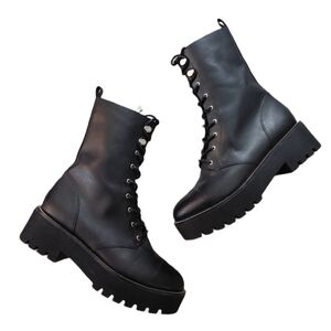 Michael Kors Black Platform Combat Boots Women's Sz 8 Tall Lug Sole Ankle Boots